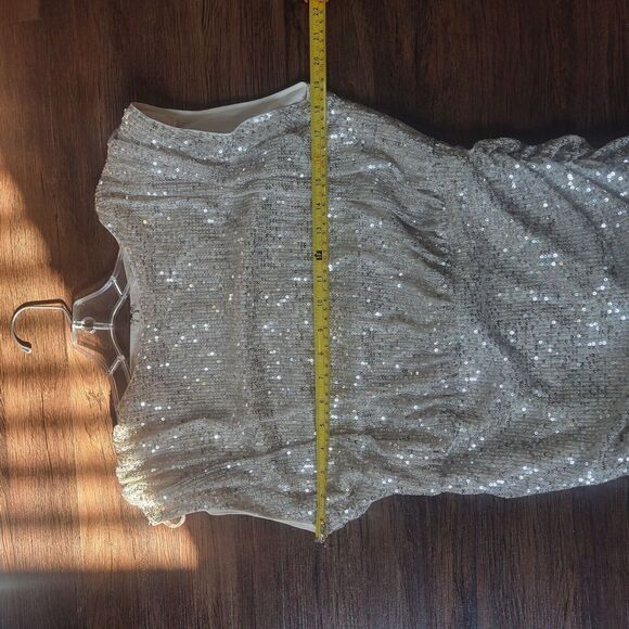 She + Sky "On The Town" Coctail dress size L Platinum Sequins prom dance date - Picture 7 of 11